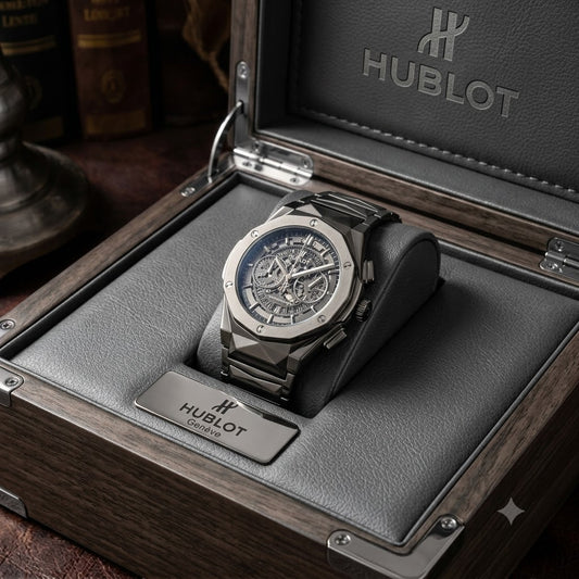 Orignal Silver Gray Hublot diamond cut black dial WATCH